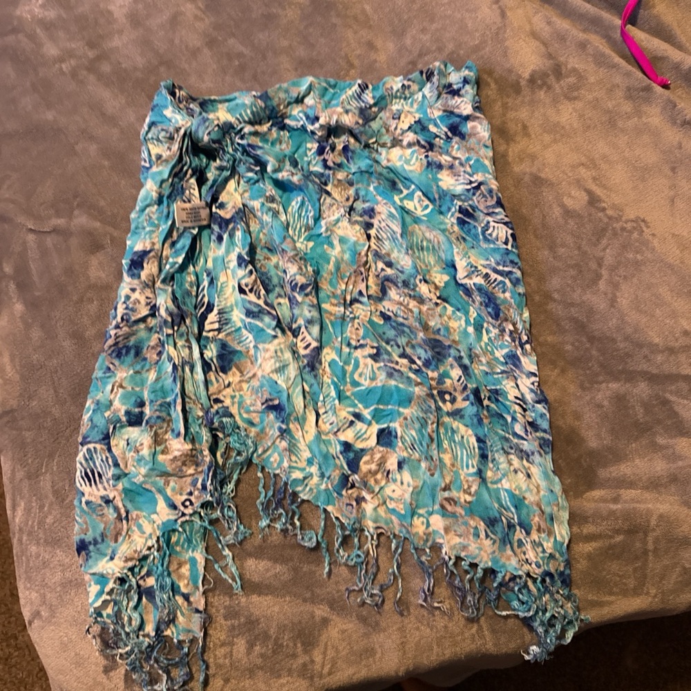 Blue and White Women's Swim Sarong